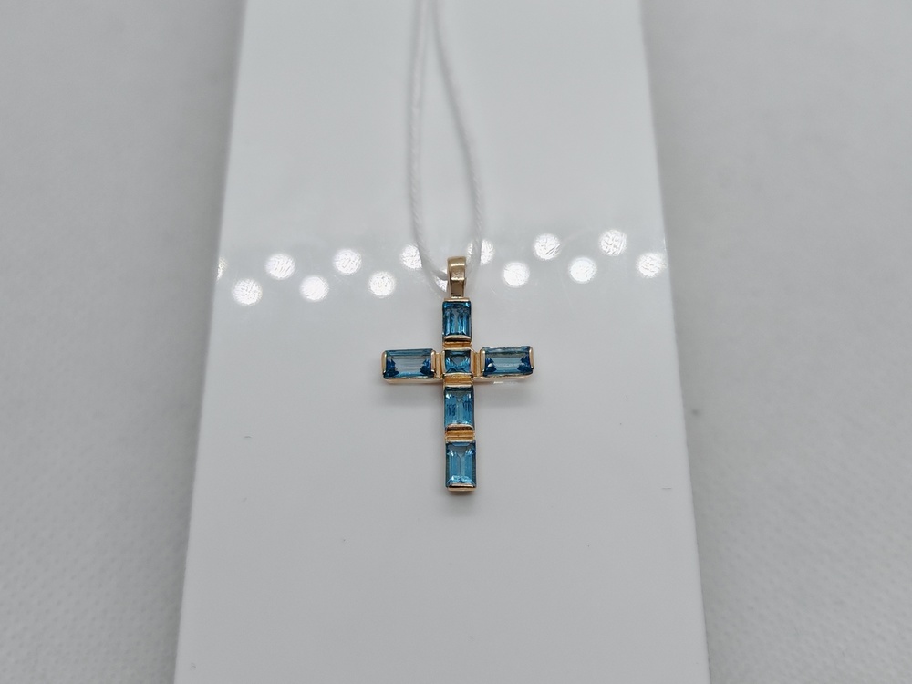 ПОДККИ585 ПОДВЕСКА КРЕСТ С КАМНЯМИ (Au 585)