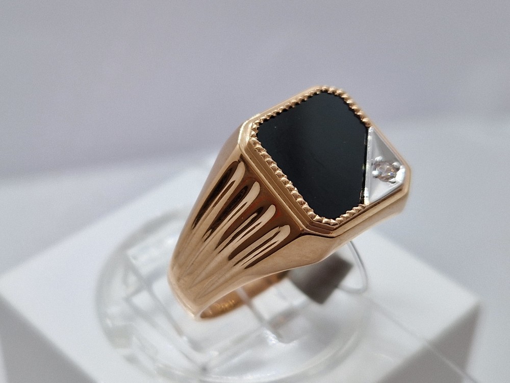 КОЛЬЦО ПЕЧАТКА с камнями (Au 585)