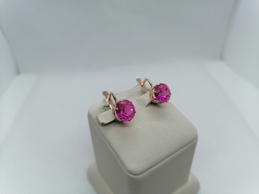 СКМ583 СЕРЬГИ С КАМНЕМ (Au 583)