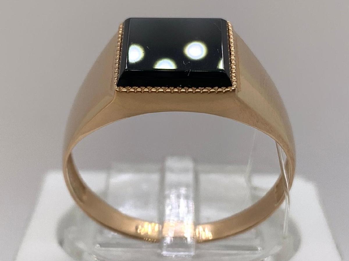 51-66-398 КОЛЬЦО ПЕЧАТКА Агат (Au 585)