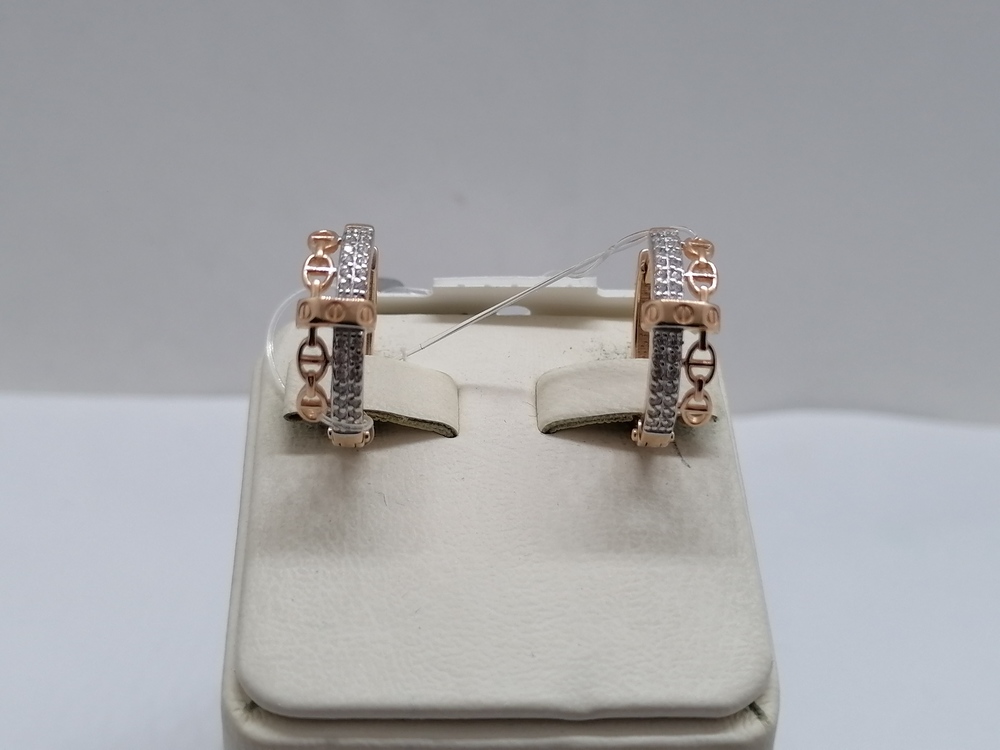 С4928 СЕРЬГИ КОЛЬЦА с камнями (Au 585)