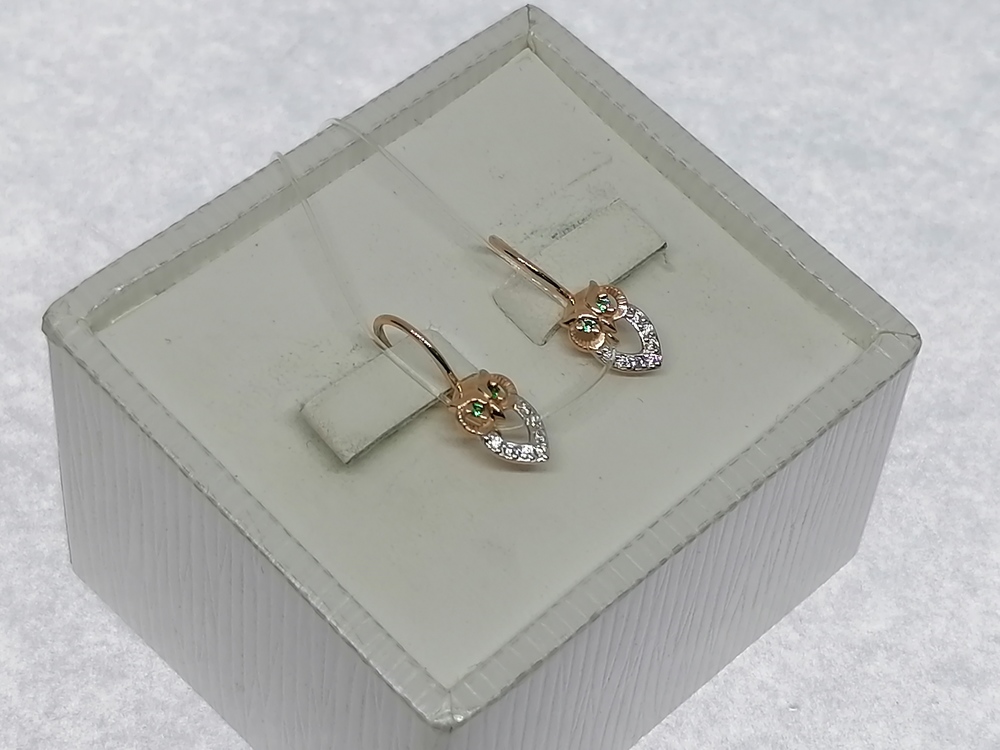 СЕРЬГИ ПЕТЕЛЬКА с камнями (Au 585)