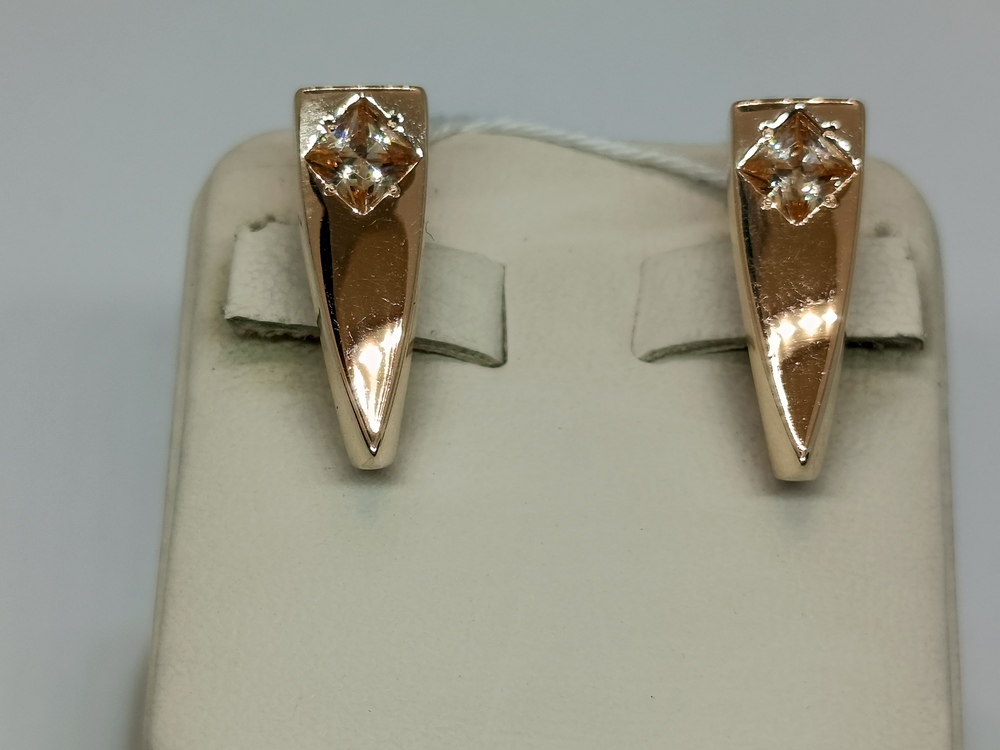 СКМ585 СЕРЬГИ С КАМНЕМ (Au 585)