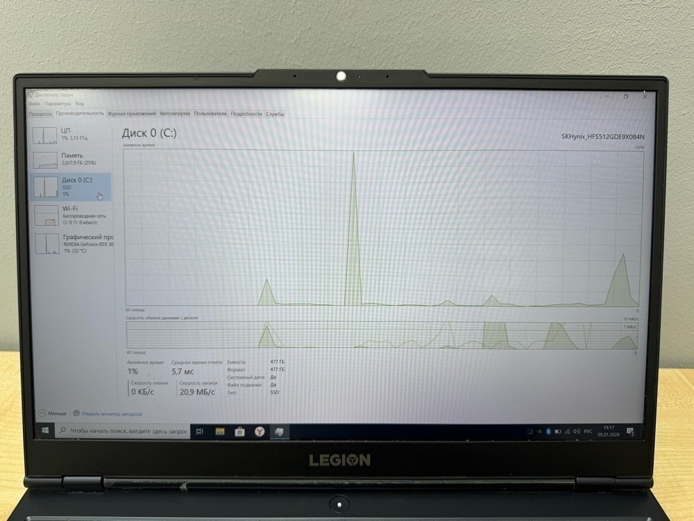 Ноутбук Lenovo; Core i5 11400H, GeForce RTX 3050, 8 Гб, 512 GB, Нет