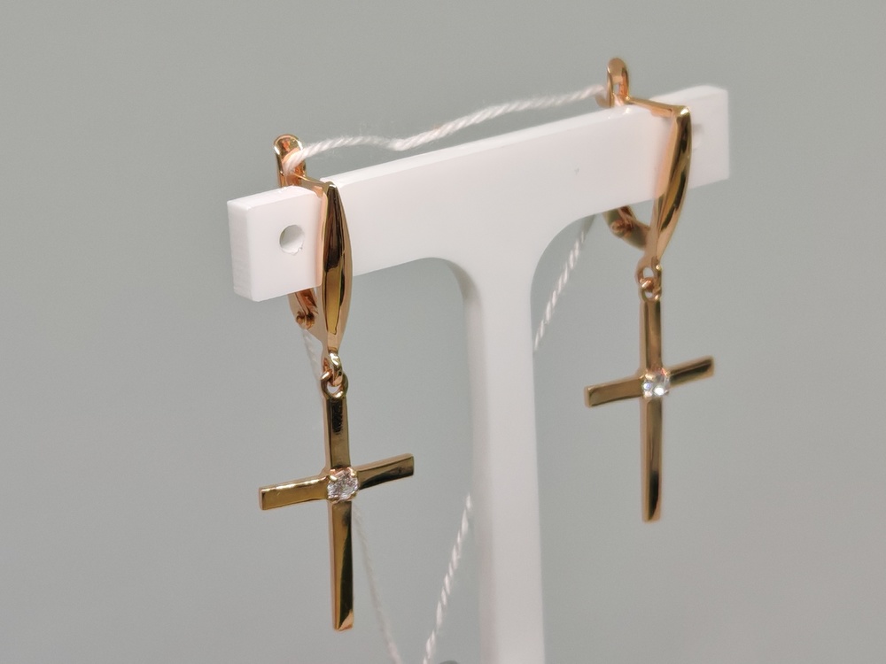 СКМ585 СЕРЬГИ С КАМНЕМ (Au 585)