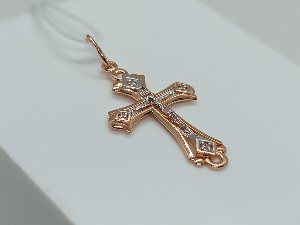 ПОДККИ585 ПОДВЕСКА КРЕСТ С КАМНЯМИ (Au 585)