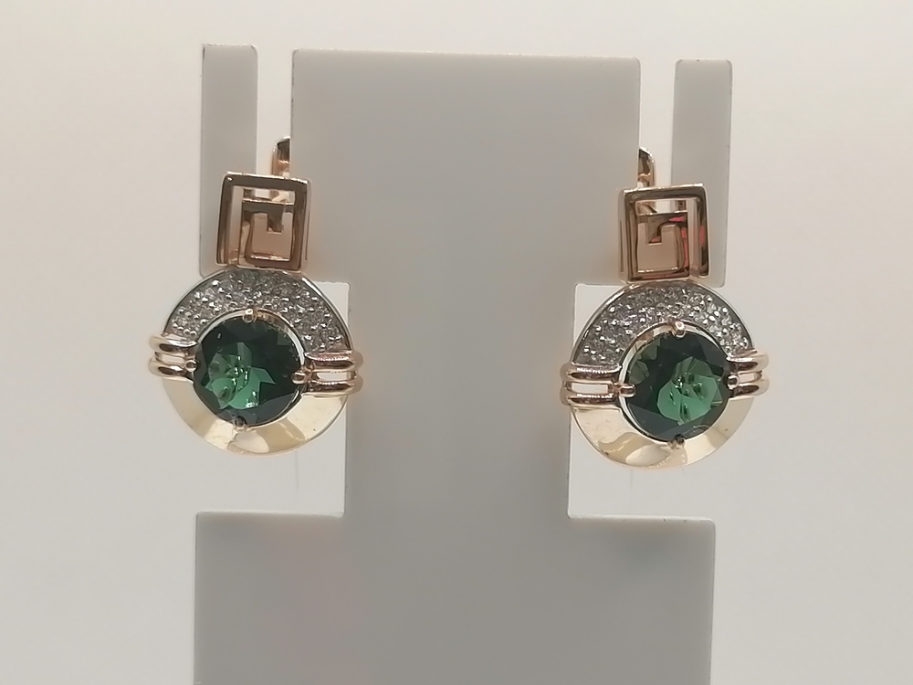 СЕРЬГИ ТУРМАЛИН с камнями (Au 585)