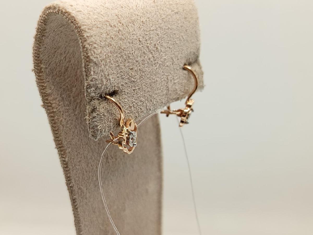 СЕРЬГИ ПЕТЕЛЬКА с камнем (Au 585)