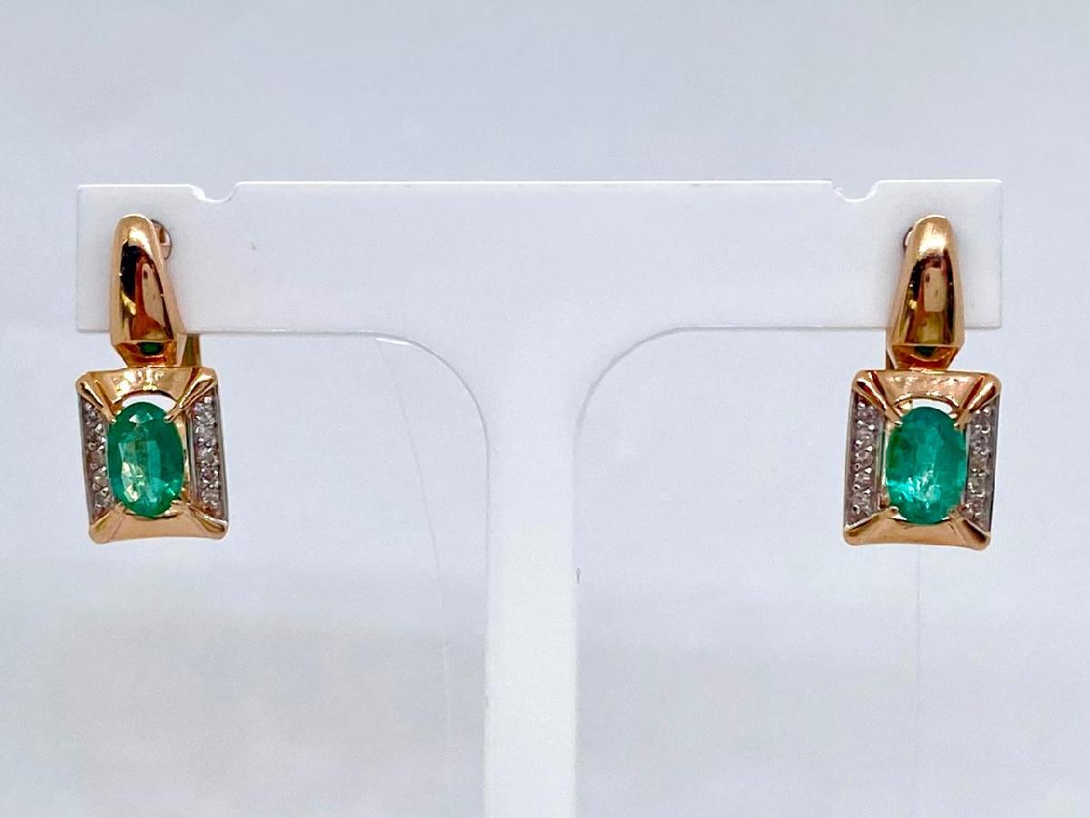 СЕРЬГИ Бриллиант, изумруд (Au 585)