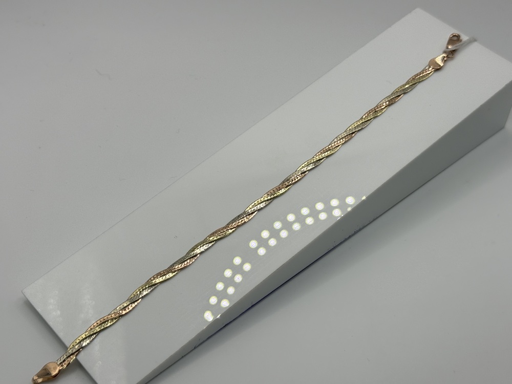 БРАСЛЕТ ПОЛНОВЕСНЫЙ Косичка(монреаль) Au 585