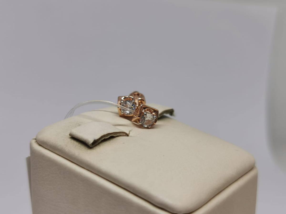 СЕРЬГИ ПУСЕТЫ с камнем (Au 585)