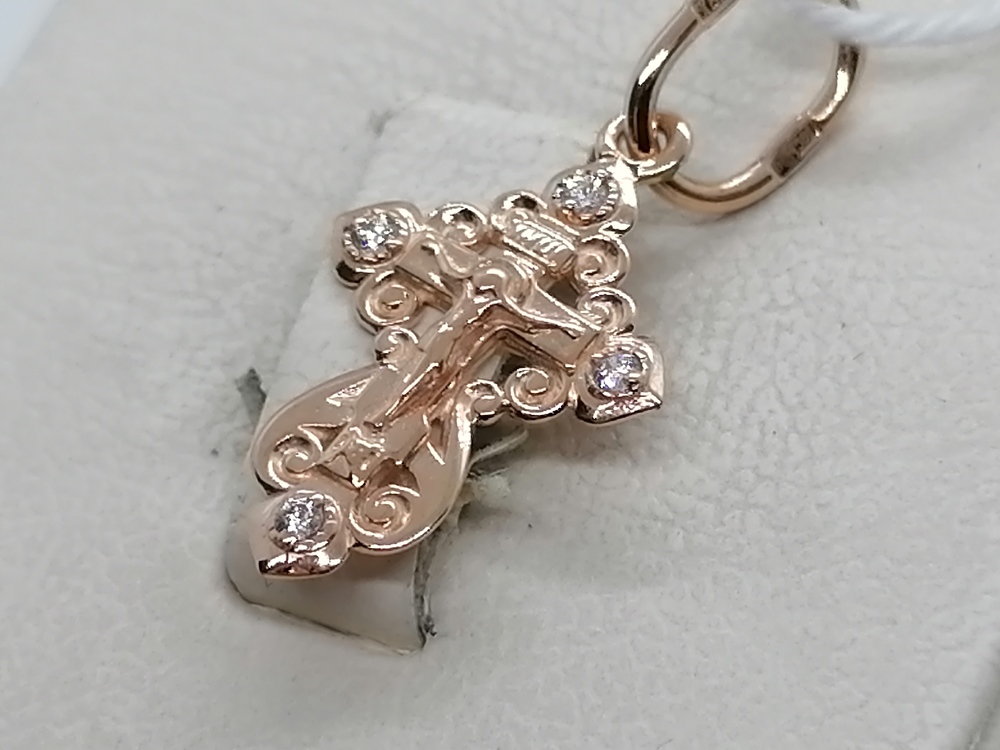 ПОДВЕСКА КРЕСТ С КАМНЯМИ (Au 585)