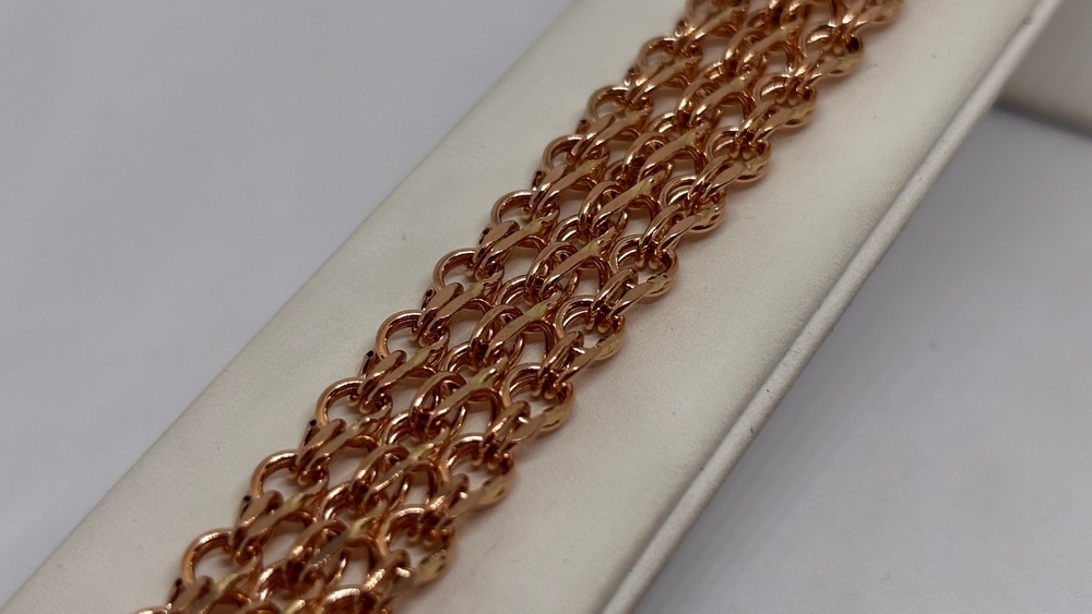 БРАСЛЕТ ПУСТОТЕЛЫЙ Бисмарк тройной (Au 585)