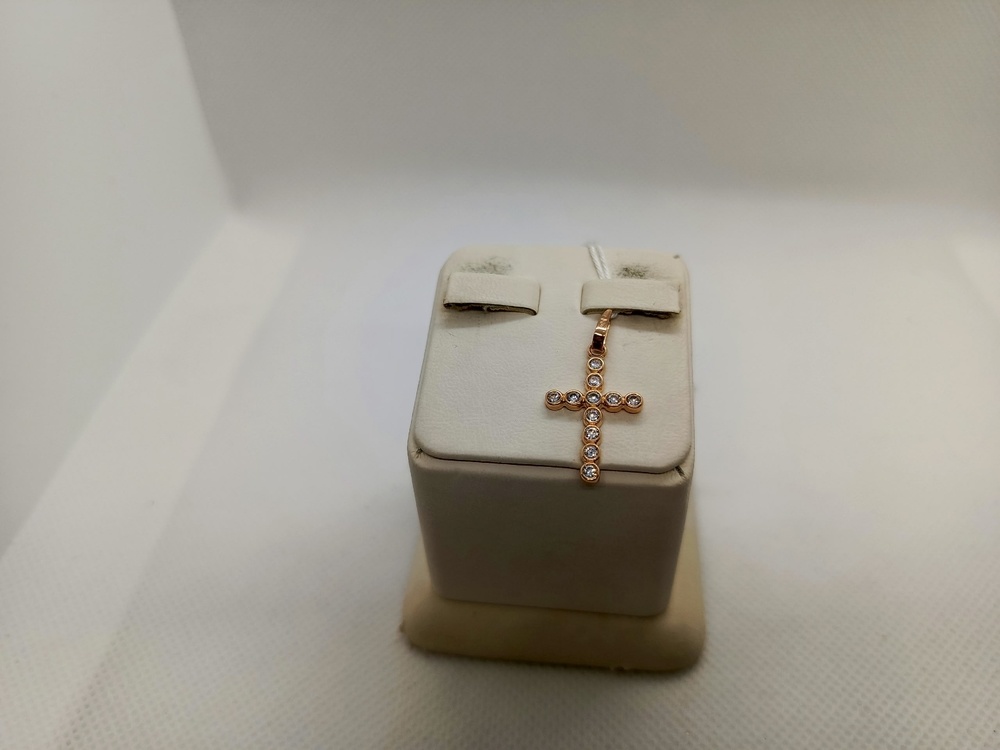 ПОДККИ585 ПОДВЕСКА КРЕСТ С КАМНЯМИ (Au 585)