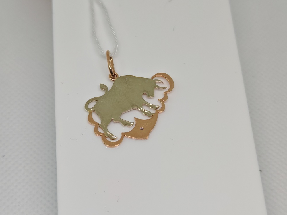 ПОДЗЗТ585 ПОДВЕСКА ЗНАК ЗОДИАКА ТЕЛЕЦ (Au 585)