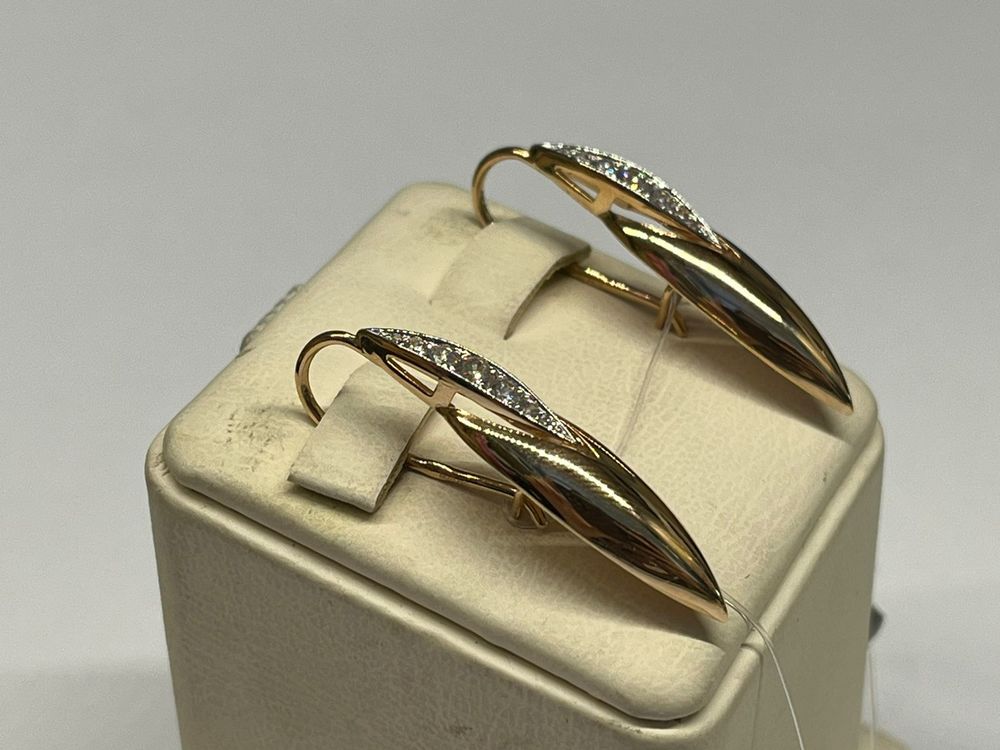 СЕРЬГИ ПЕТЕЛЬКА с камнями (Au 585)