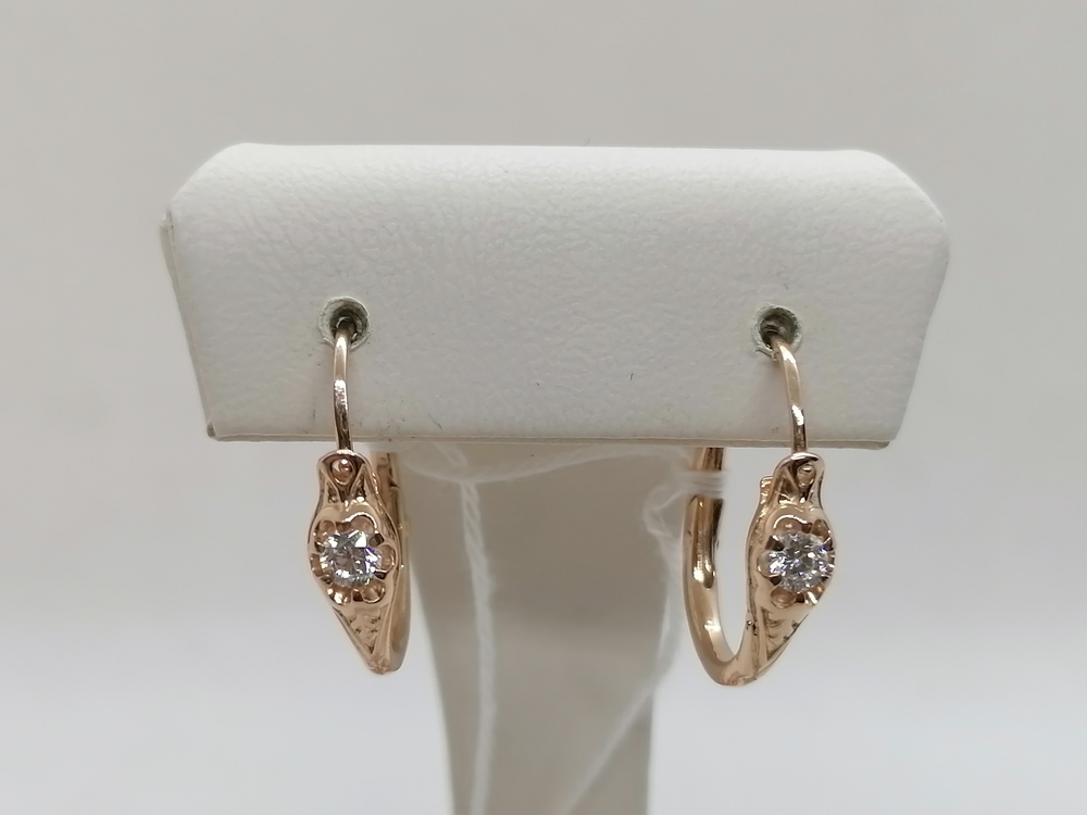 СКМ585 СЕРЬГИ С КАМНЕМ (Au 585)