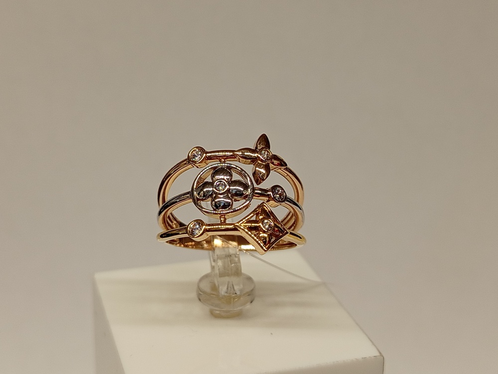 КОЛЬЦО С КАМНЯМИ (Au 585)