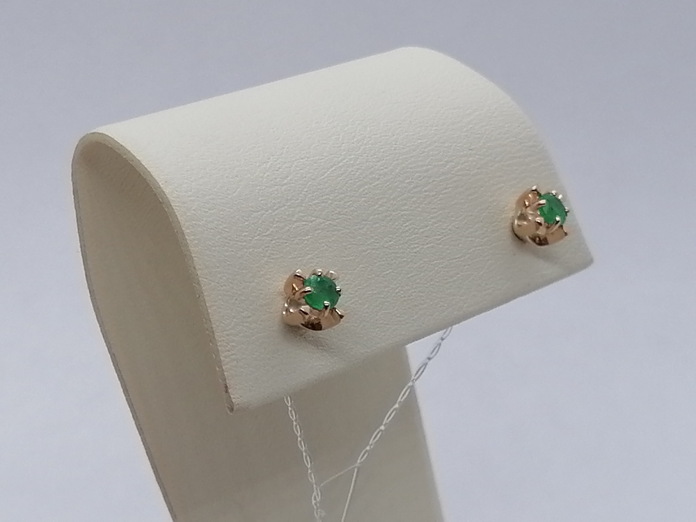 СЕРЬГИ ПУСЕТЫ изумруд (Au 585)