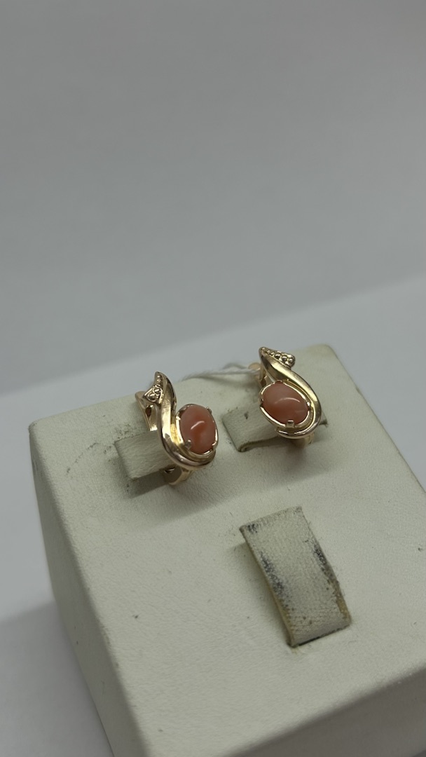 СКМ585 СЕРЬГИ С КАМНЕМ (Au 585)