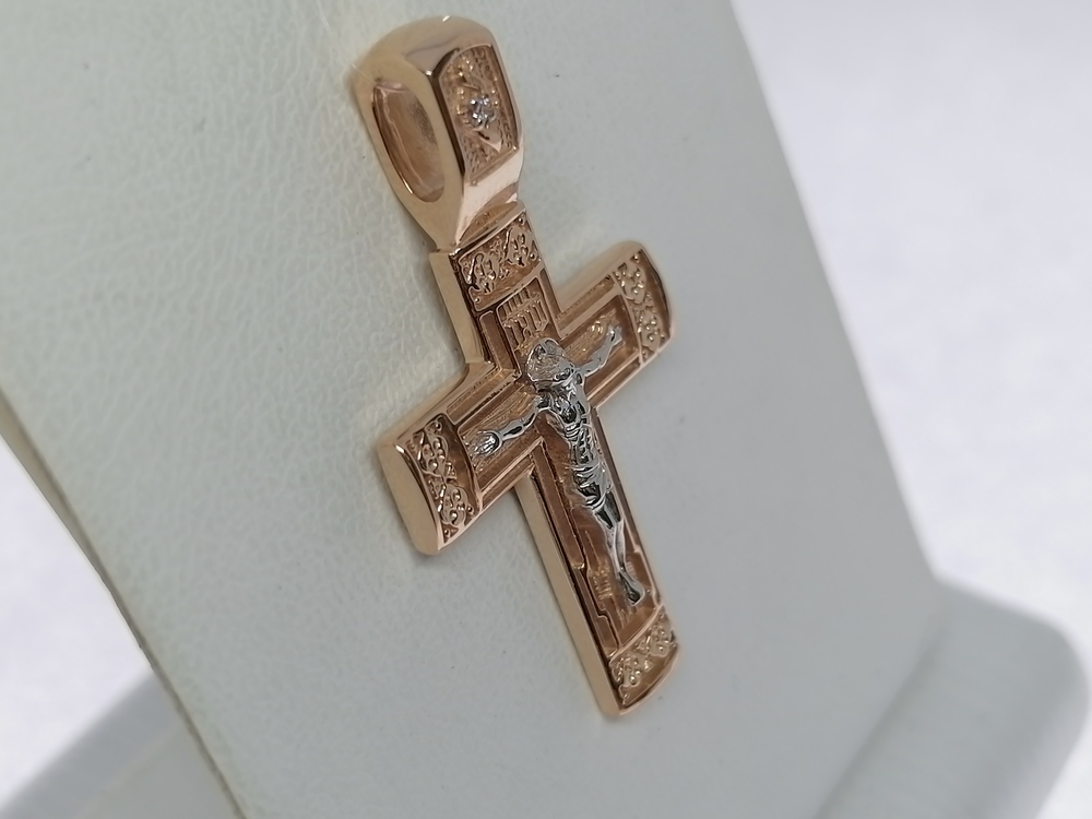 810-00254-10-00-20-00 ПОДВЕСКА КРЕСТ с камнем (Au 585)