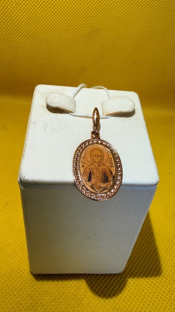 ПОДИКМ585 ПОДВЕСКА ИКОНА С КАМНЕМ (Au 585)