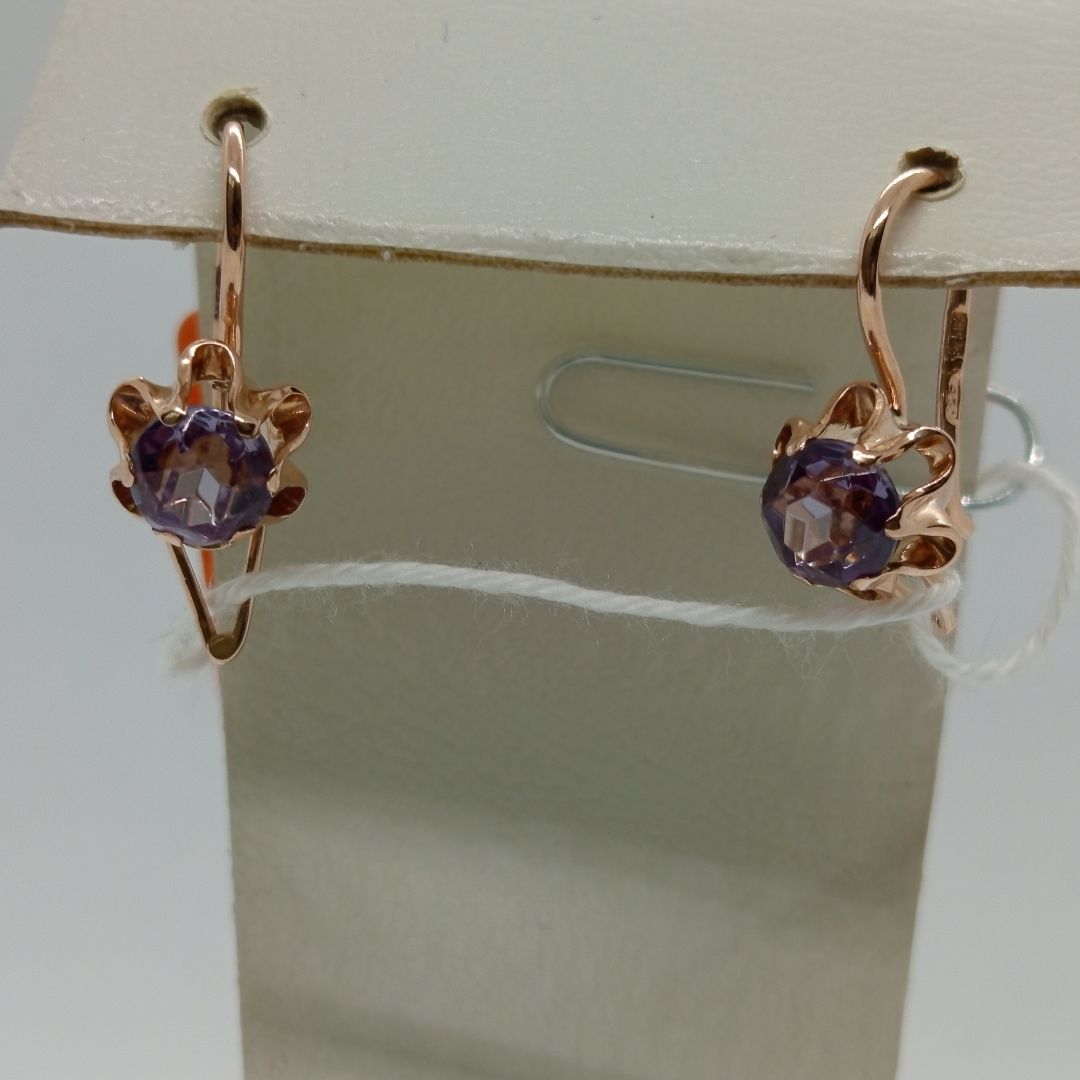 СКМ583 СЕРЬГИ С КАМНЕМ (Au 583)