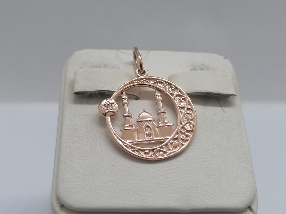 п393 ПОДВЕСКА МЕЧЕТЬ с камнями (Au 585)