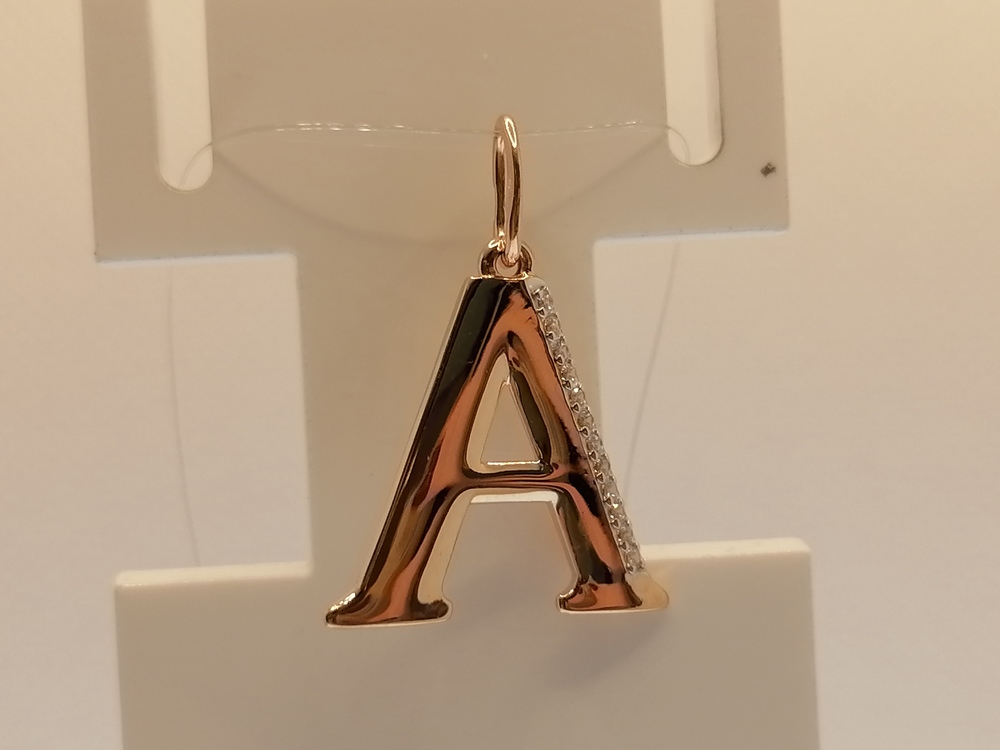 ПОДВЕСКА БУКВА А с камнями (Au 585)