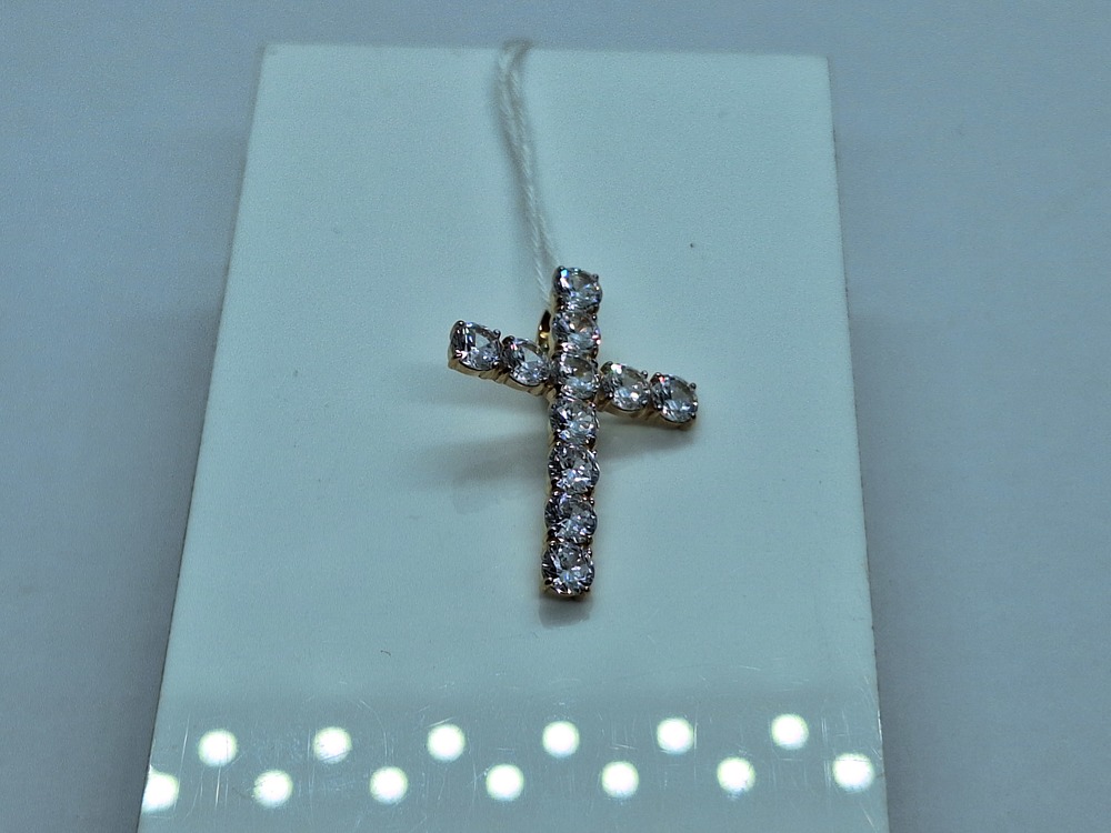 ПОДВЕСКА КРЕСТ С КАМНЯМИ (Au 585)