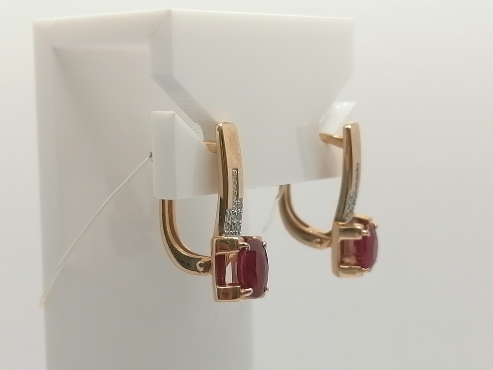 СЕРЬГИ Бриллиант, рубин (Au 585)