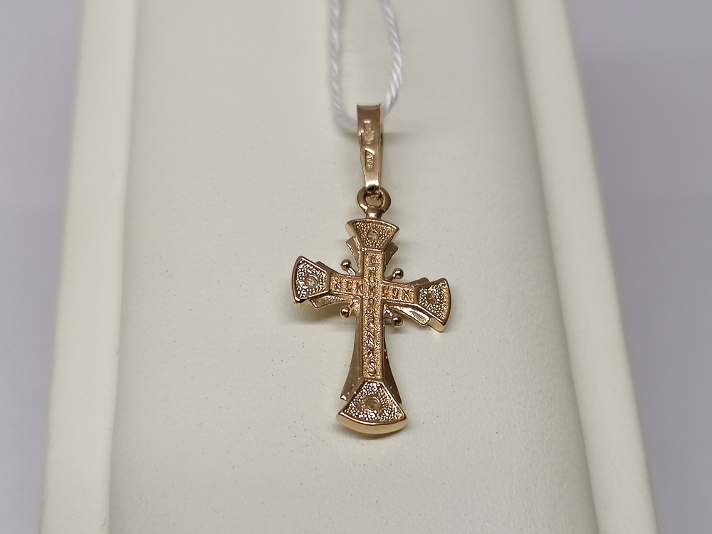ПОДККИ585 ПОДВЕСКА КРЕСТ С КАМНЯМИ (Au 585)