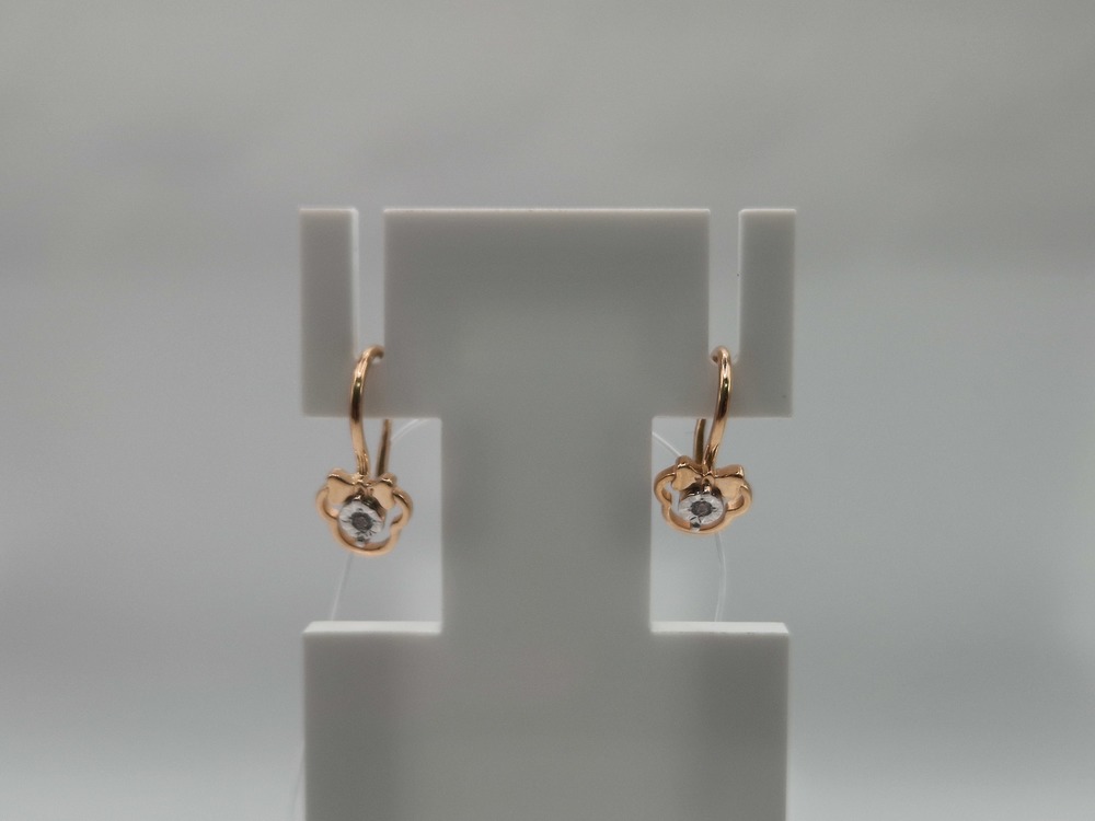 СЕРЬГИ ПЕТЕЛЬКА с камнем (Au 585)