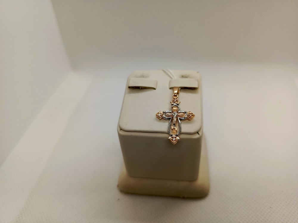 ПОДККИ585 ПОДВЕСКА КРЕСТ С КАМНЯМИ (Au 585)
