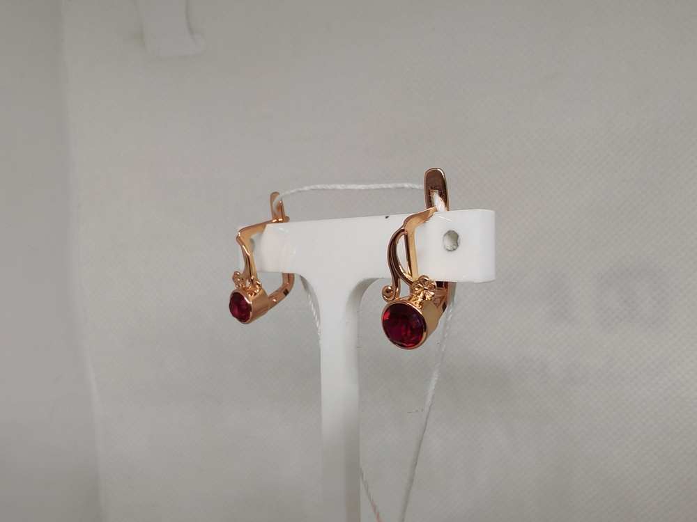 СКМ585 СЕРЬГИ С КАМНЕМ (Au 585)