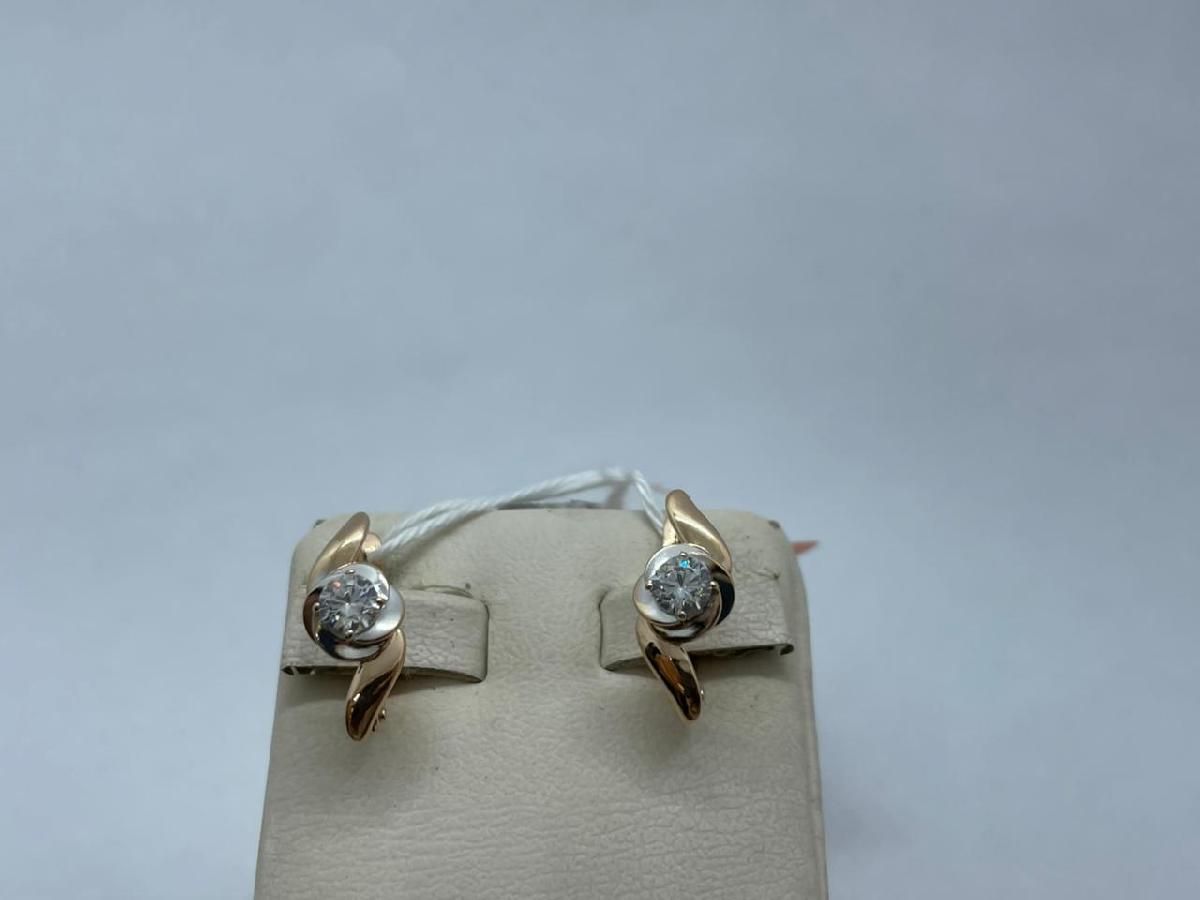 СКМ585 СЕРЬГИ С КАМНЕМ (Au 585)