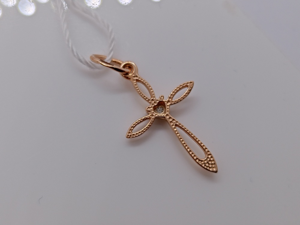 ПОДВЕСКА КРЕСТ С КАМНЕМ (Au 585)