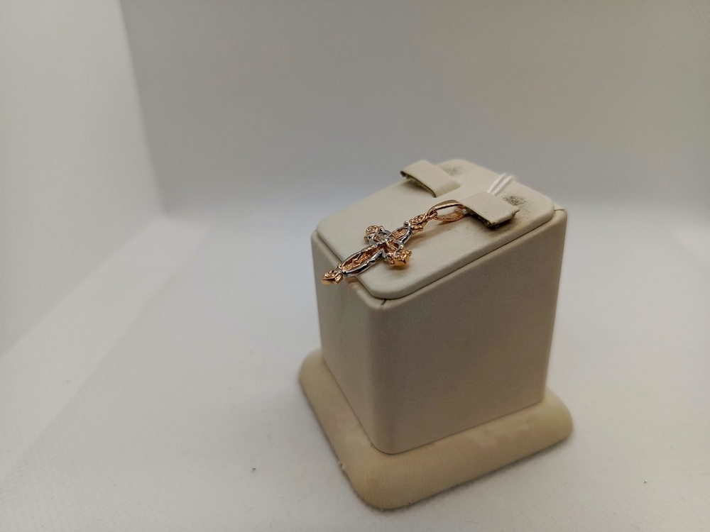 ПОДККИ585 ПОДВЕСКА КРЕСТ С КАМНЯМИ (Au 585)