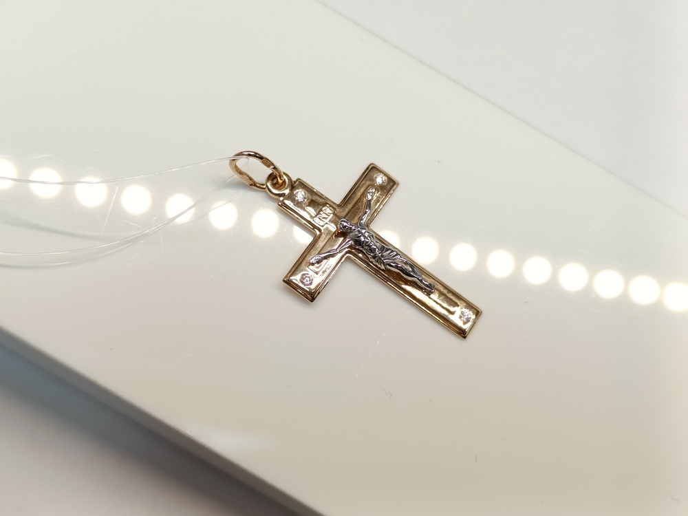 ПОДВЕСКА КРЕСТ с камнями (Au 585)