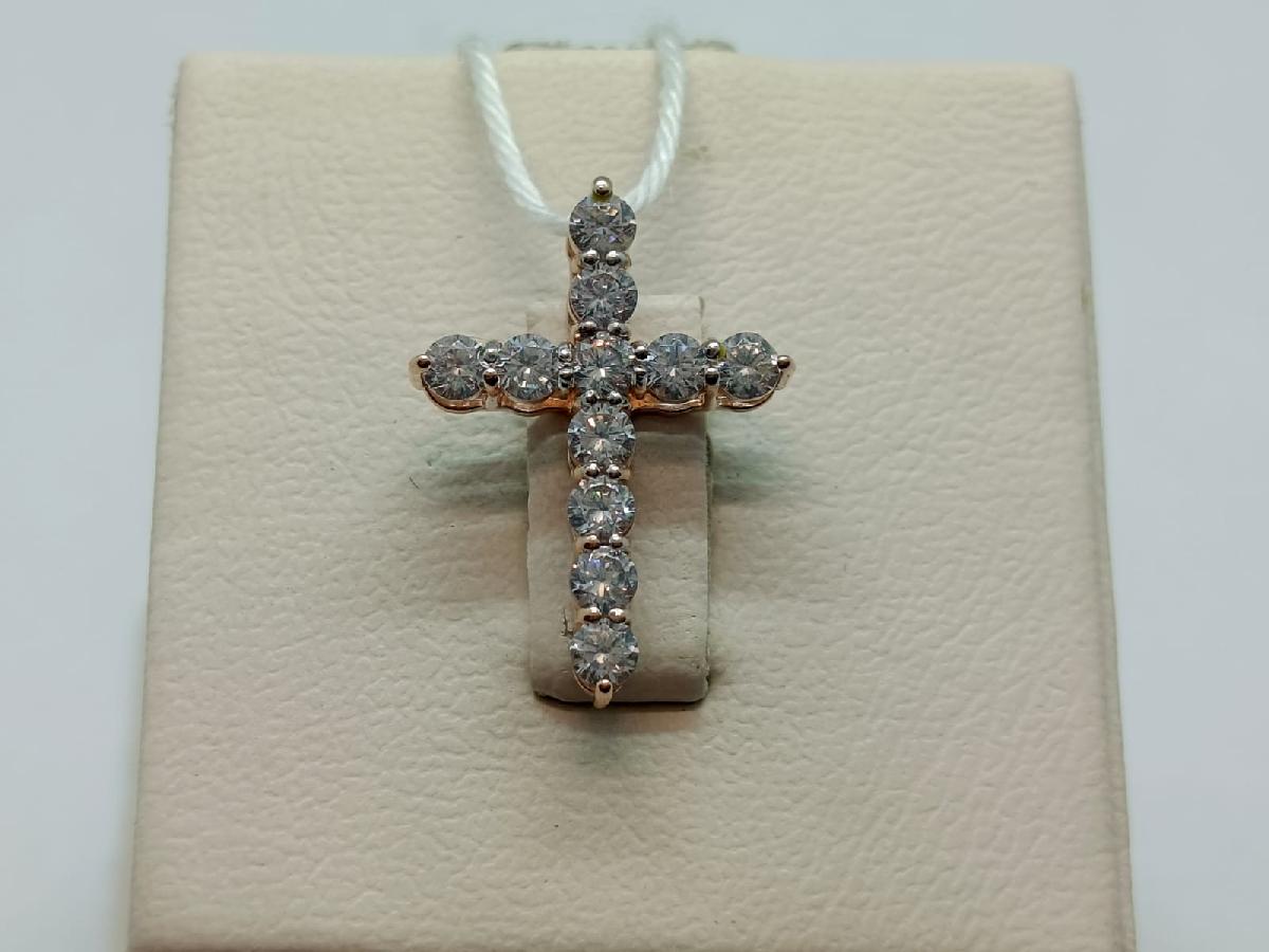 ПОДККИ585 ПОДВЕСКА КРЕСТ С КАМНЯМИ (Au 585)