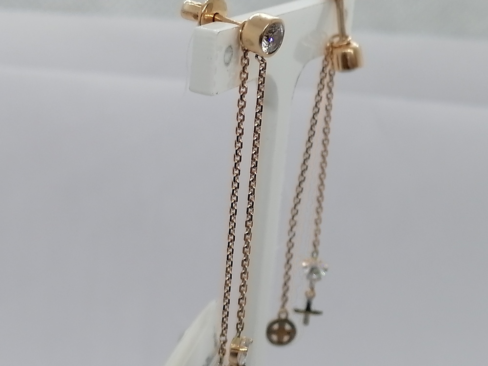 831933 СЕРЬГИ ПУСЕТЫ с камнями (Au 585)