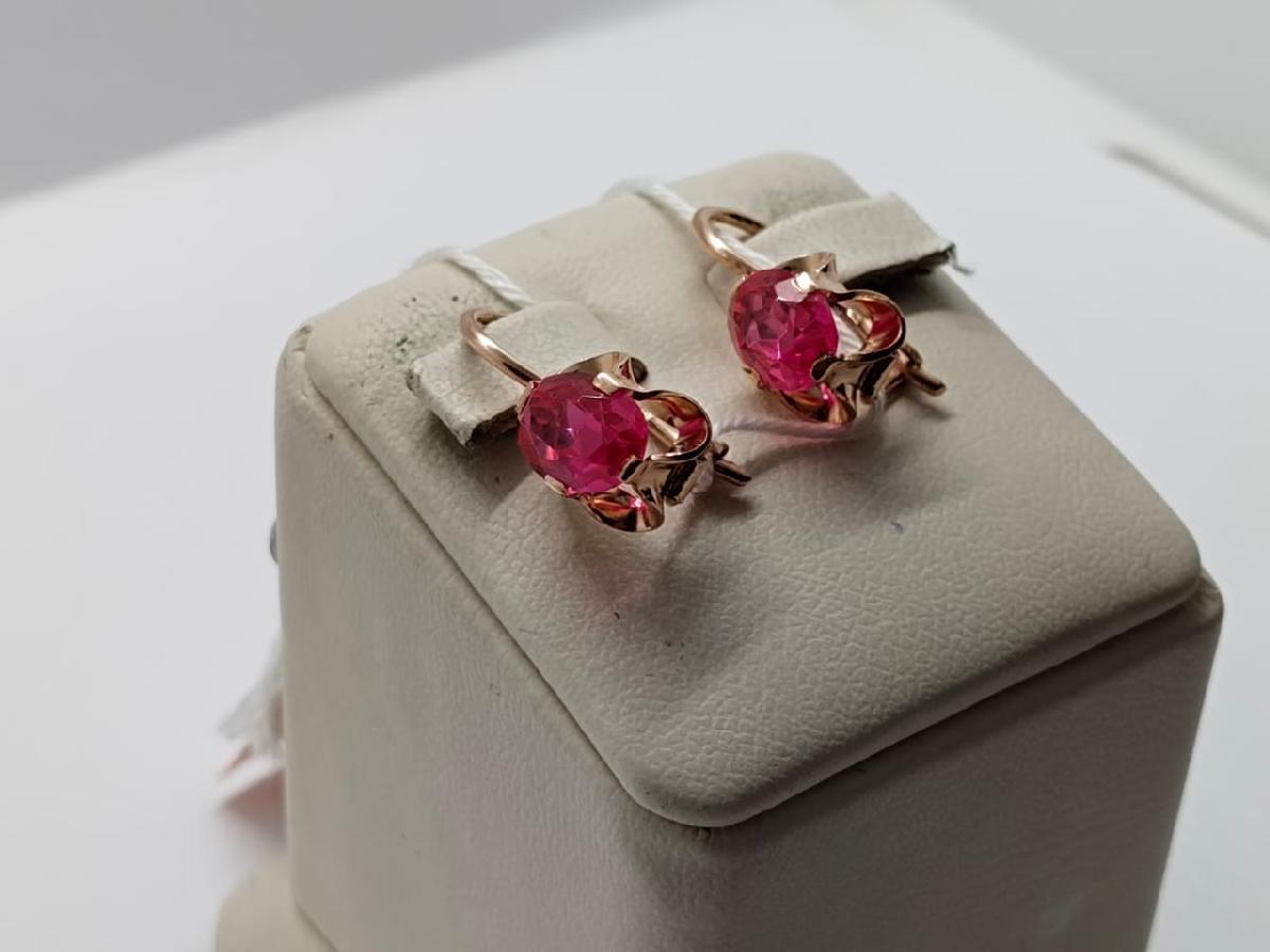 СКМ583 СЕРЬГИ С КАМНЕМ (Au 583)