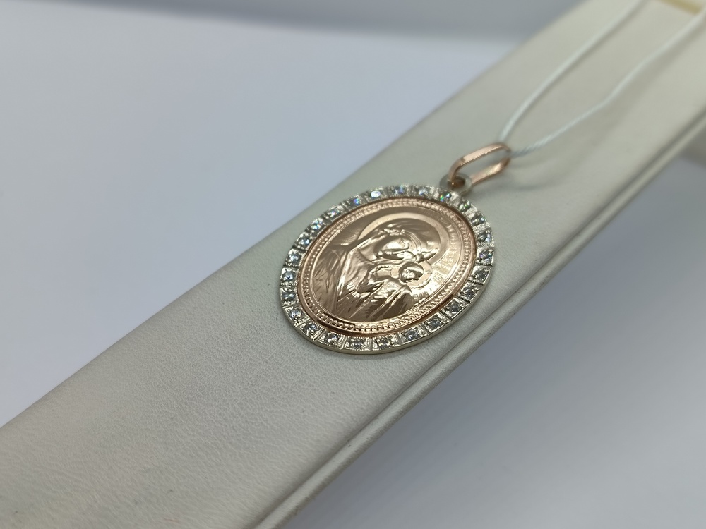 ПОДИКИ585 ПОДВЕСКА ИКОНА С КАМНЯМИ (Au 585)