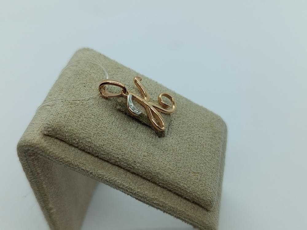 ПОДВЕСКА БУКВА К с камнем (Au 585)