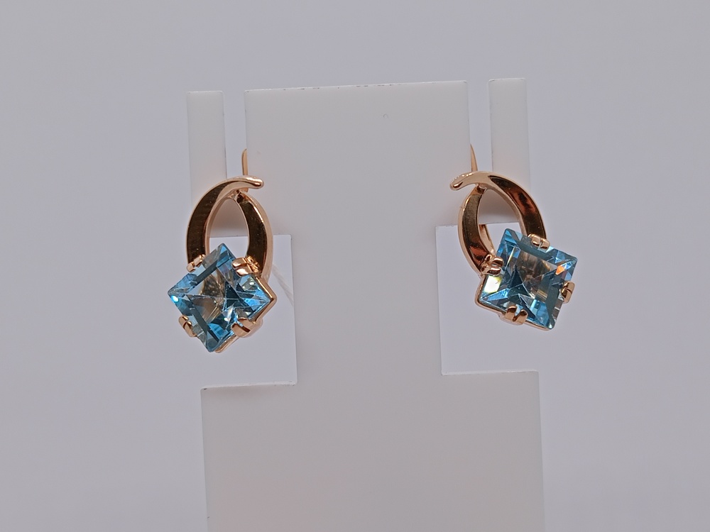 СКМ585 СЕРЬГИ С КАМНЕМ (Au 585)