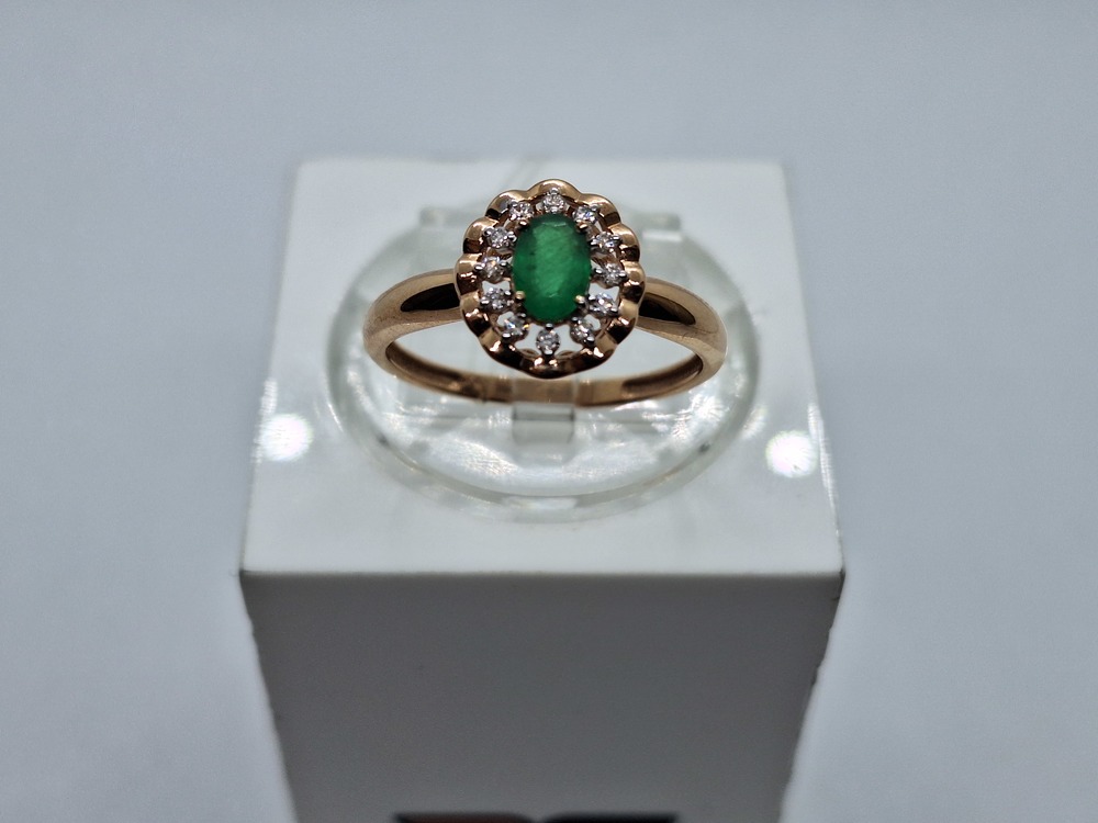 КОЛЬЦО Бриллиант, изумруд (Au 585)