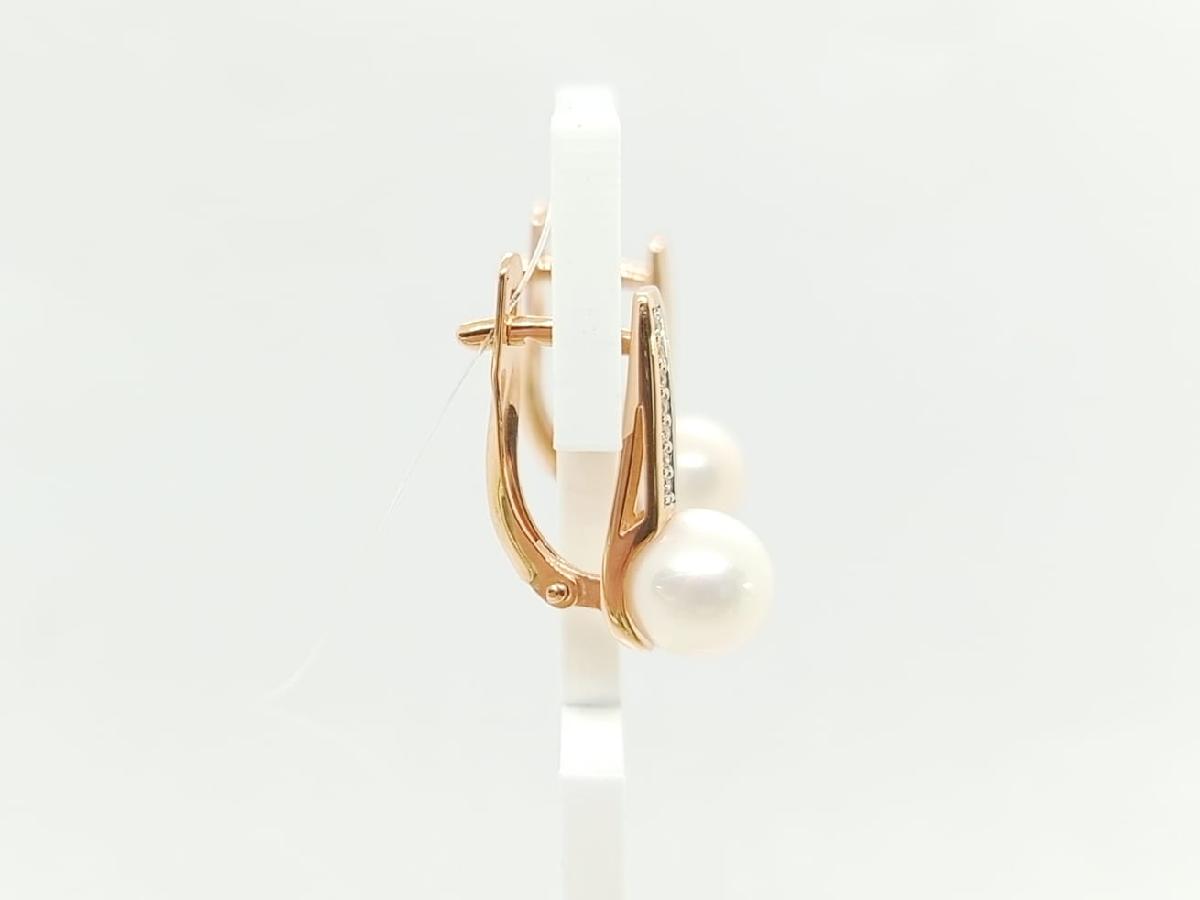 СЕРЬГИ ЖЕМЧУГ,ЦИРКОН (Au 585)