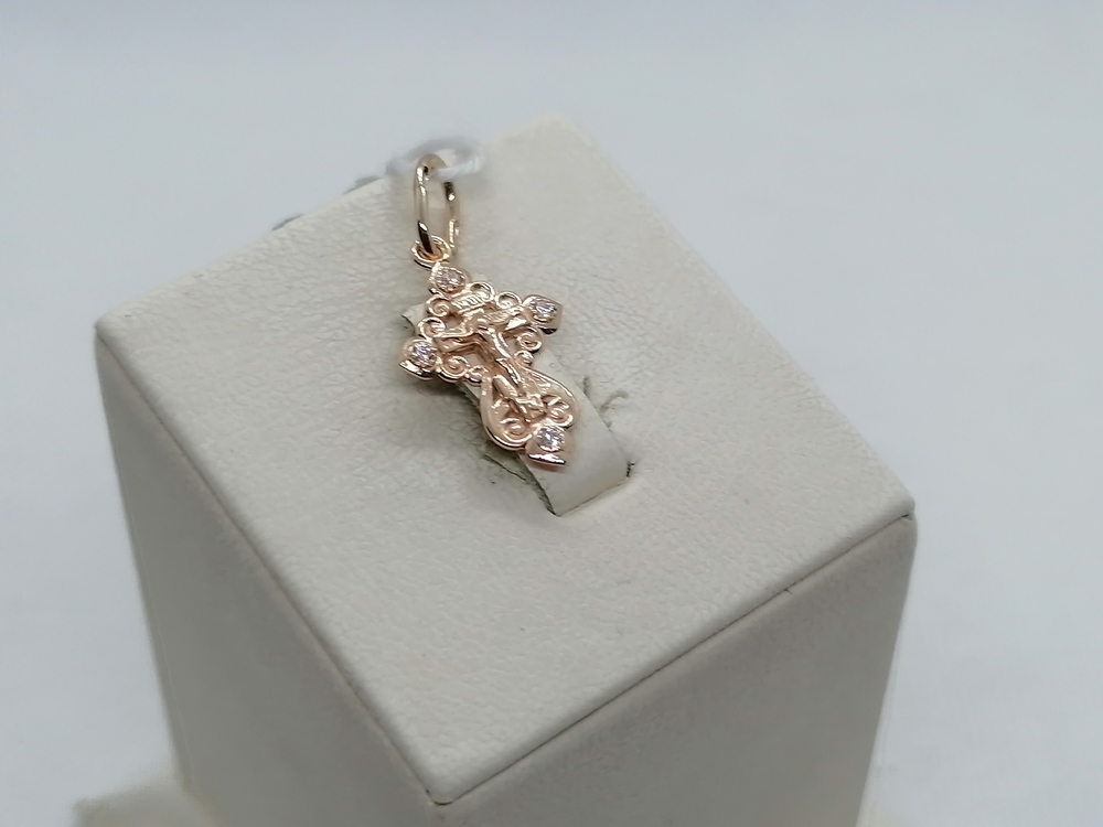 ПОДККИ585 ПОДВЕСКА КРЕСТ С КАМНЯМИ (Au 585)
