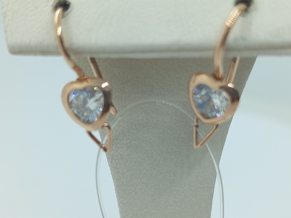 СЕРЬГИ ПЕТЕЛЬКА с камнем (Au 585)