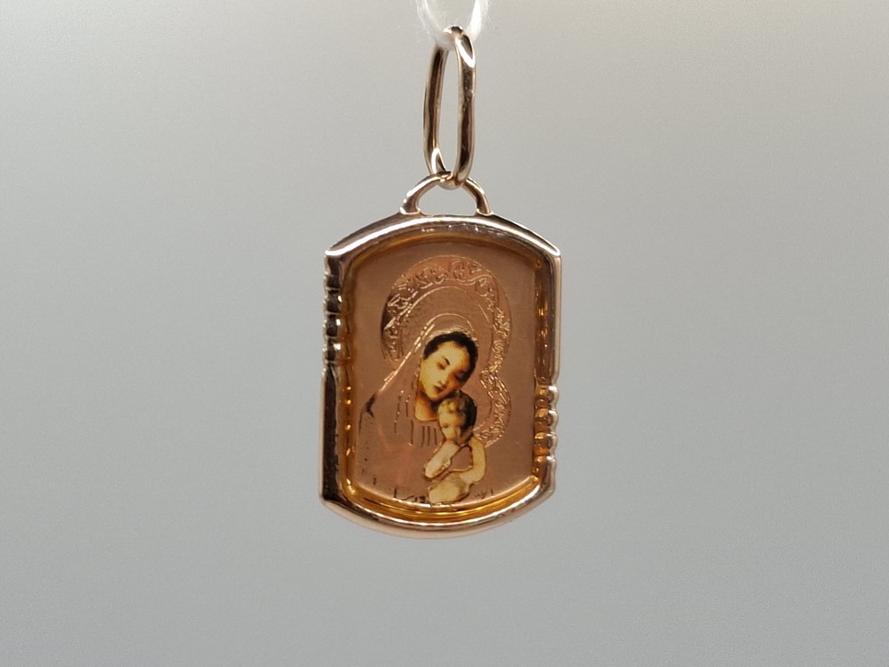 ПОДИКМ585 ПОДВЕСКА ИКОНА С КАМНЕМ (Au 585)